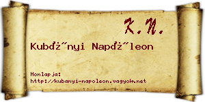 Kubányi Napóleon névjegykártya